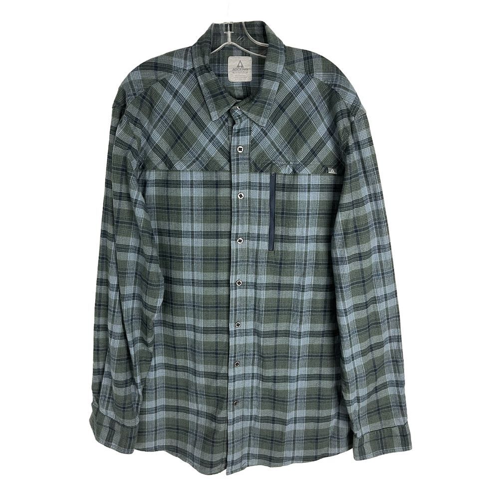 Ascend Shirt Mens Green‎ Blue Flannel Plaid Long XLT/TGT Sleeve Button Up Cotton